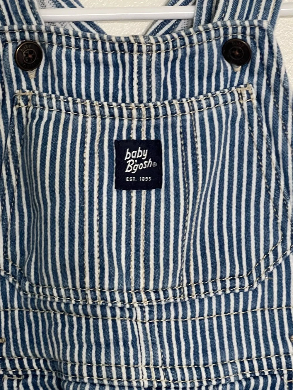 OshKosh B'gosh toddler cotton unisex Blue & White Striped conductor Overalls